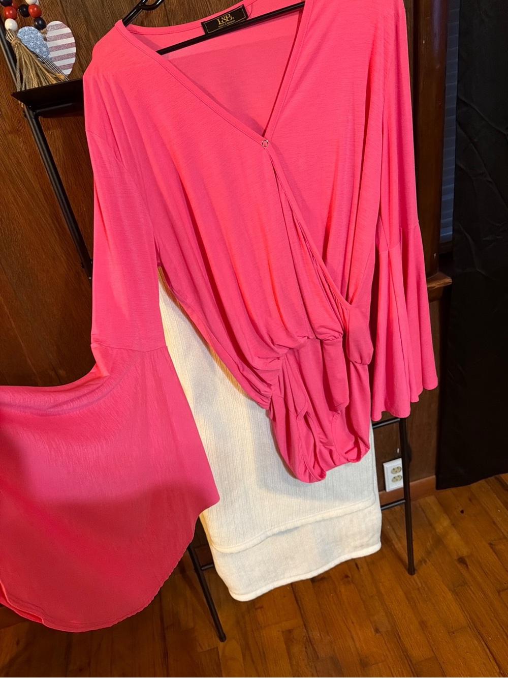 L&B Hot Pink Draped Wrap Blouse